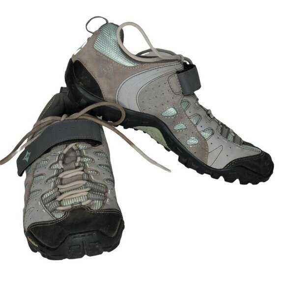 Specialized Tahoe Mountain Bike Cycling Shoes Womens 10 MTB Gray Teal Mesh Suede - Picture 1 of 11